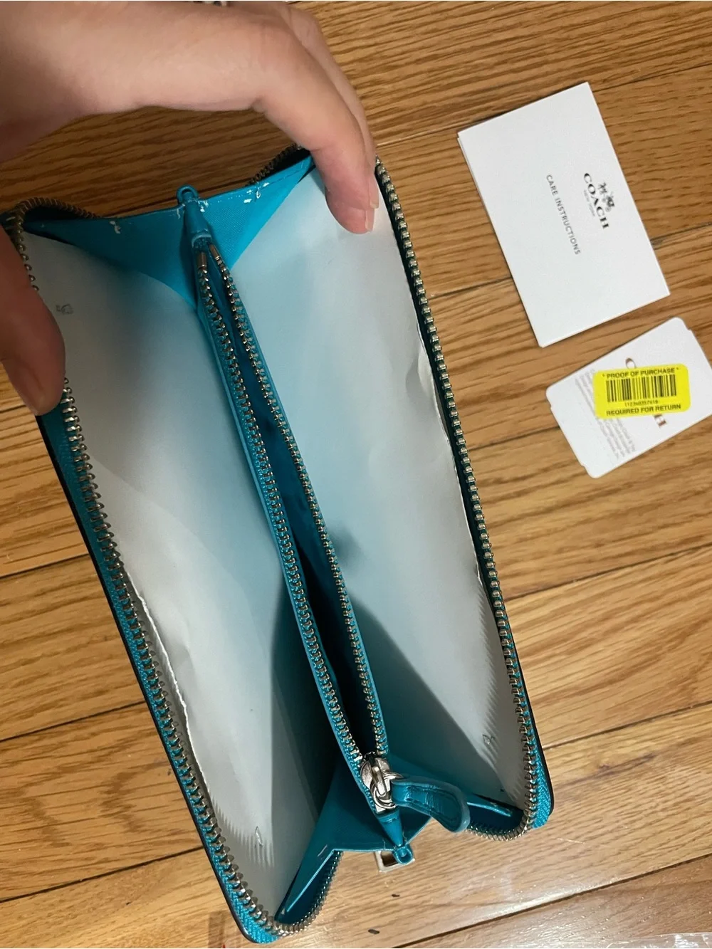 Retail Coach Teal Zip-Around Leather Wallet - Teal Blue